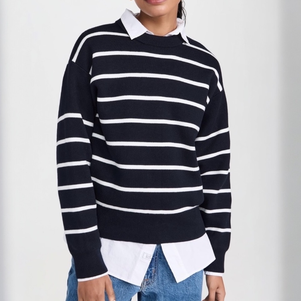 APIECE APART SPORTIVE Cotton Blend Navy Stripe Sweater Size Small